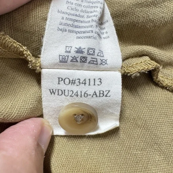 Faherty Dress Sz L Arlie Day Button Shirt Midi Casual Utility Outdoors Linen Bld - Picture 11 of 12